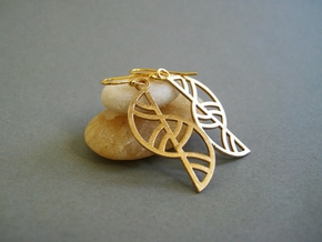 几何耳环- 3D打印在金属在自然青铜