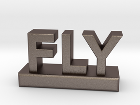 FLY - the word. in Polished Bronzed Silver Steel