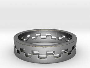 Checkers Ring Size 7 in Polished Silver