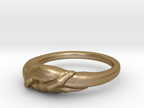 Rome Handshake Ring Size(US)-7 (17.35 MM) in Polished Gold Steel