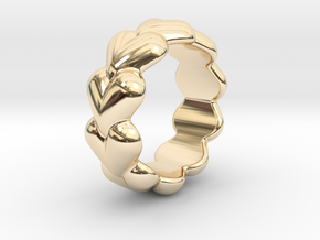 Heart Ring 16 - Italian Size 16 in 14k Gold Plated Brass