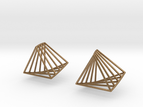 Rotating triangle earrings in Natural Brass