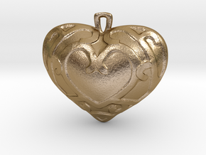 Heart Container Pendant in Polished Gold Steel