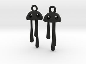 Three Short Drops Earrings in Black Natural Versatile Plastic
