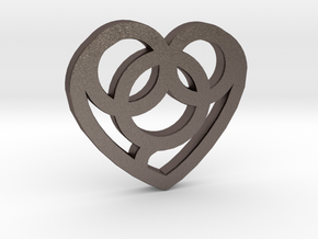 Heart / Corazón in Polished Bronzed Silver Steel