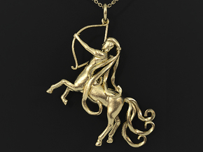 Sagittarius Zodiac Pendant in 14k Gold Plated Brass