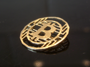 Bitcoin Pin - 20mm in Natural Brass