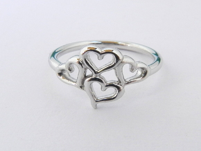Hearts Ring in Rhodium Plated Brass