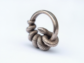 Reverse Snake Ring in Polished Bronzed Silver Steel