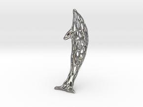 Shapeways-Silver-Dolphin-Straight-tr1-thicker1 in Natural Silver