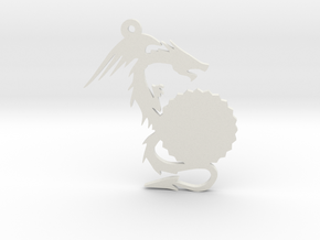 Small Customizable Dragon Keychain/Pendant in White Natural Versatile Plastic