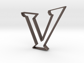 Typography Pendant V in Polished Bronzed Silver Steel
