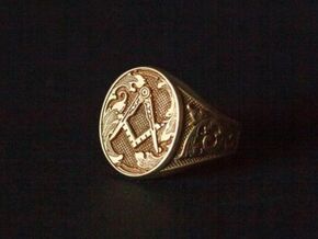 Masonic Signet Ring in Polished Brass: 8 / 56.75