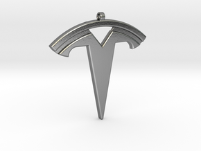 Tesla Keychain in Polished Silver