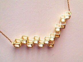Cube Necklace 1 "Points of View" collection in 18k Gold Plated Brass