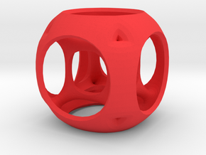Hypercube-tesseract- pendant in Red Processed Versatile Plastic