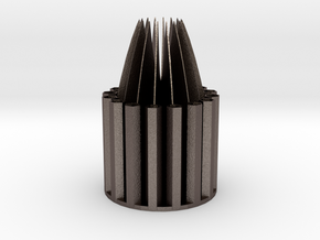 "16" Pencil Holder in Polished Bronzed Silver Steel