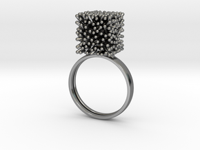 Constantina Architectural Coral Ring in Fine Detail Polished Silver