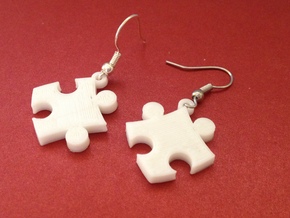 Puzzle Earrings in White Processed Versatile Plastic