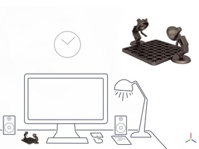Lala & Lele, "Playing chess" - Desktoys in Polished Bronzed Silver Steel