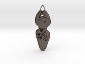 Spiral of Life Goddess Symbol Pendant in Polished Bronzed Silver Steel