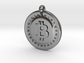 Bitcoin pendant in Fine Detail Polished Silver