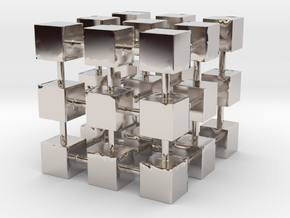 Cubes among cube in Rhodium Plated Brass