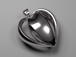 Heart pendant v.1 in Polished Silver