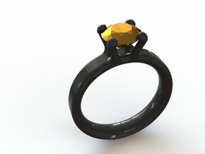 'Couture' Classic Four Claw Ring in White Processed Versatile Plastic