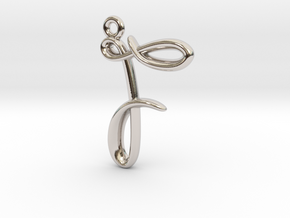 F Initial Charm in Rhodium Plated Brass