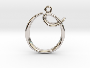 O Initial Charm in Rhodium Plated Brass