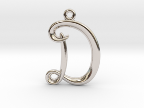 D Initial Charm — Alphabet Letter Pendant in Rhodium Plated Brass