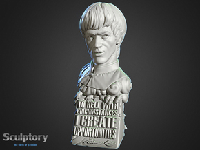 Bruce Lee Bust with Quote, Size S in Tan Fine Detail Plastic