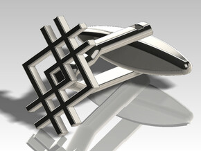 Cufflink - Squarestyle in Polished Bronzed Silver Steel