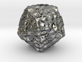 ELDRITCH ROUGH d20 in Polished Silver