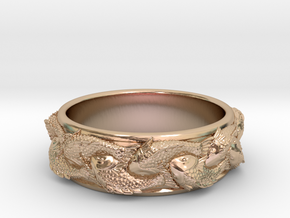 Fish Ring Size 8 in 14k Rose Gold Plated Brass