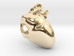 Golden Heart Pendant 30mm (~1.2 inches) in 14k Gold Plated Brass
