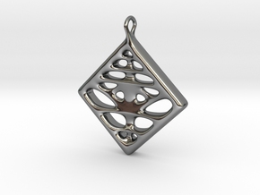 Voronoi Pendant in Fine Detail Polished Silver