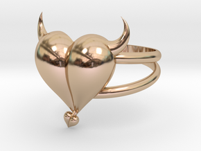 Size 9 Evil Heart Ring in 14k Rose Gold Plated Brass