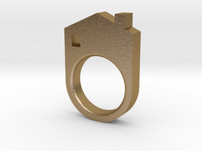House Ring in Polished Gold Steel