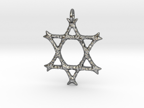 Star of David Pendant 03 in Polished Silver