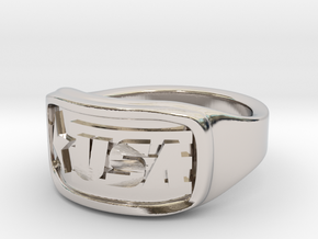 Ring USA 51mm in Rhodium Plated Brass
