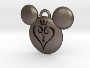 Kingdom Hearts Keychain (with keyhole) in Polished Bronzed Silver Steel