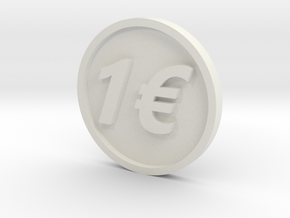 One Euro Coin in White Natural Versatile Plastic
