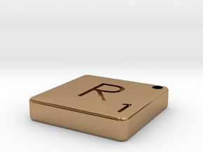 "R" Tile in Polished Brass