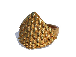 Dragonscales Ring in Polished Gold Steel