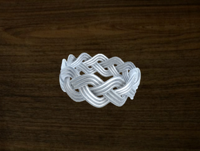 Turk's Head Knot Ring 3 Part X 11 Bight - Size 11. in White Natural Versatile Plastic