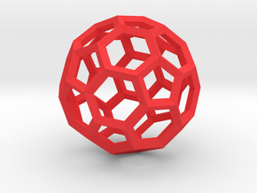 15cm Truncated Icosahedron-Archimedes09-Polyhedron in Red Processed Versatile Plastic