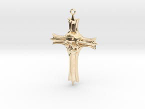 Skull Crucifix Pendant in 14K Yellow Gold