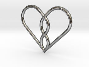 Infinity Heart Pendant Mini in Fine Detail Polished Silver